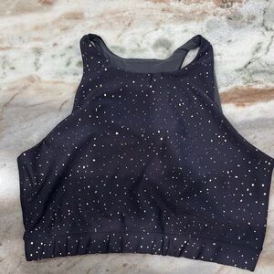Peloton Blue and Gold Speckled Sports Bra